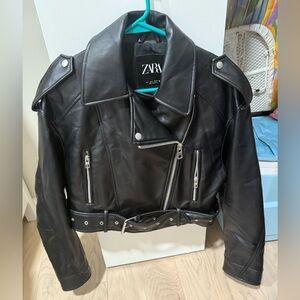 Zara biker leather jacket size small
